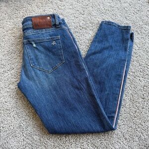 DL1961 Jeans 25 Azalea Relaxed Skinny Distressed Striped Slim Blue Denim Size 26